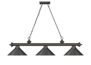 Cordon 3 Light 57.25" Billiard, Metal Shades in Bronze