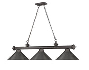Cordon 3 Light 57.25" Billiard, Metal Shades in Bronze