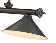 Cordon 3 Light 57.25" Billiard, Metal Shades in Bronze