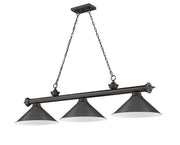 Cordon 3 Light 57.25" Billiard, Metal Shades in Bronze
