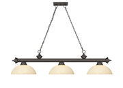 Cordon 3 Light 57.25" Billiard, Glass Shades (D) in Bronze