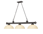 Cordon 3 Light 57.25" Billiard, Glass Shades (D) in Bronze
