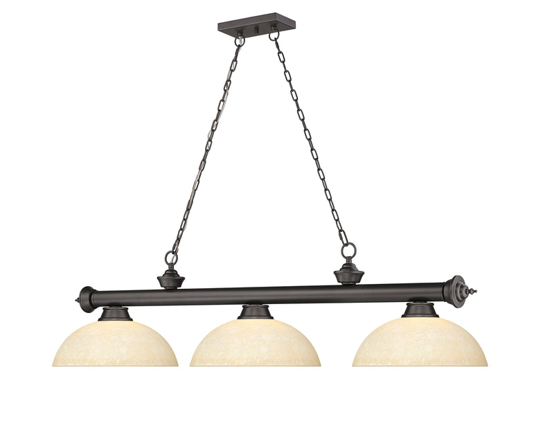 Cordon 3 Light 57.25" Billiard, Glass Shades (D) in Bronze