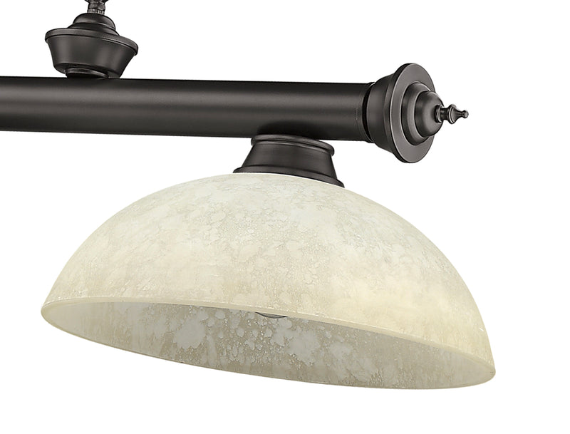 Cordon 3 Light 57.25" Billiard, Glass Shades (D) in Bronze