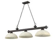 Cordon 3 Light 57.25" Billiard, Glass Shades (D) in Bronze