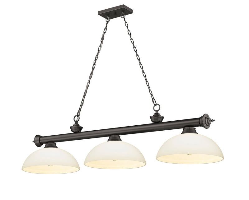 Cordon 3 Light 57.25" Billiard, Glass Shades (D) in Bronze