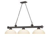 Cordon 3 Light 57.25" Billiard, Glass Shades (D) in Bronze
