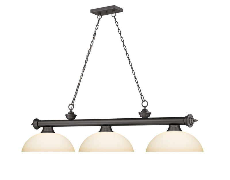 Cordon 3 Light 57.25" Billiard, Glass Shades (D) in Bronze