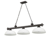 Cordon 3 Light 57.25" Billiard, Glass Shades (D) in Bronze