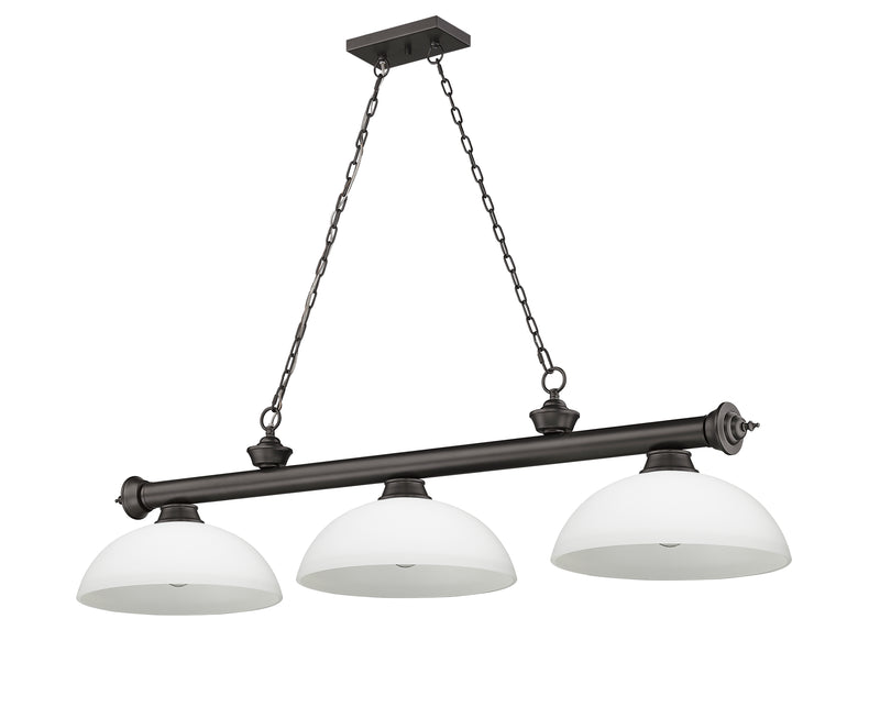 Cordon 3 Light 57.25" Billiard, Glass Shades (D) in Bronze