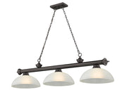 Cordon 3 Light 57.25" Billiard, Glass Shades (D) in Bronze
