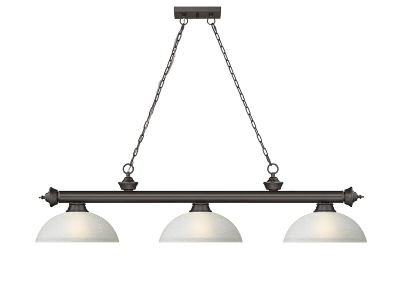 Cordon 3 Light 57.25" Billiard, Glass Shades (D) in Bronze