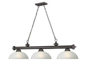 Cordon 3 Light 57.25" Billiard, Glass Shades (D) in Bronze