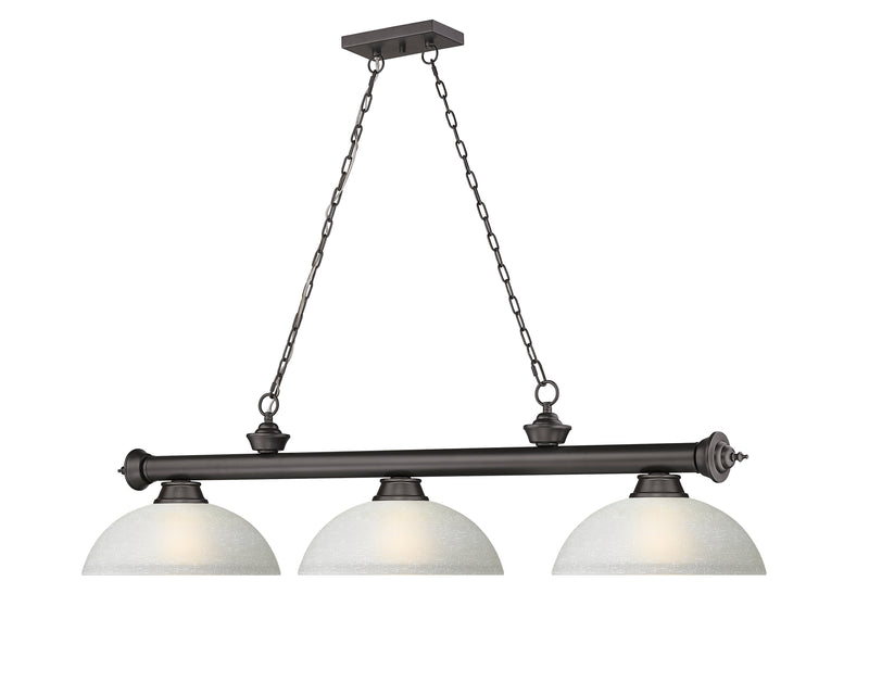 Cordon 3 Light 57.25" Billiard, Glass Shades (D) in Bronze