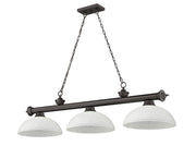 Cordon 3 Light 57.25" Billiard, Glass Shades (D) in Bronze