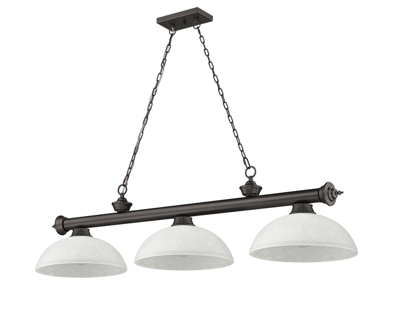 Cordon 3 Light 57.25" Billiard, Glass Shades (D) in Bronze
