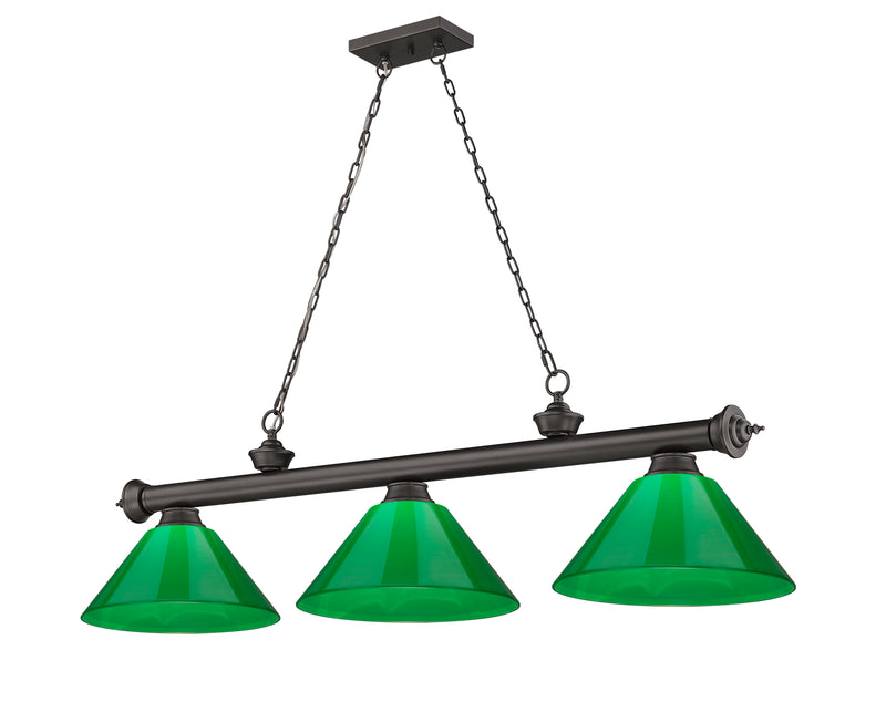Cordon 3 Light 57.25" Billiard, Plastic Shades in Bronze