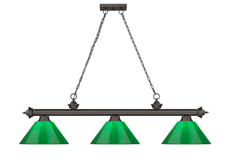 Cordon 3 Light 57.25" Billiard, Plastic Shades in Bronze