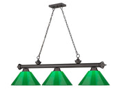 Cordon 3 Light 57.25" Billiard, Plastic Shades in Bronze