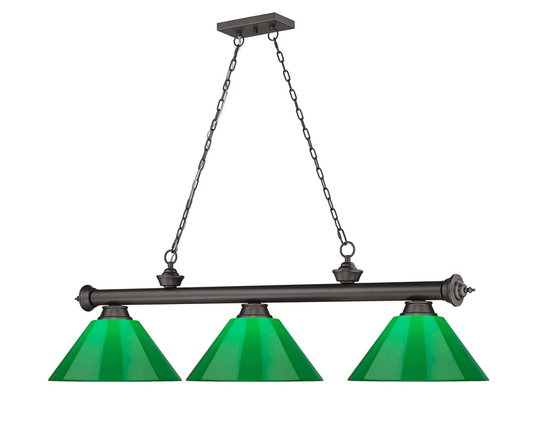 Cordon 3 Light 57.25" Billiard, Plastic Shades in Bronze