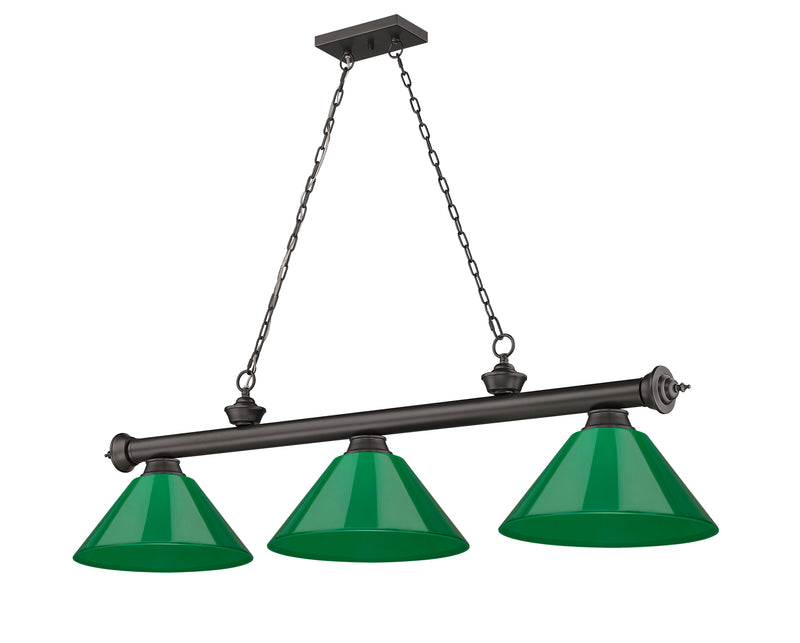 Cordon 3 Light 57.25" Billiard, Plastic Shades in Bronze