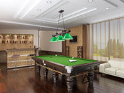 Cordon 3 Light 57.25" Billiard, Plastic Shades in Bronze in a room setting
