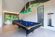 Cordon 3 Light 57.25" Billiard, Plastic Shades in Bronze in a room setting