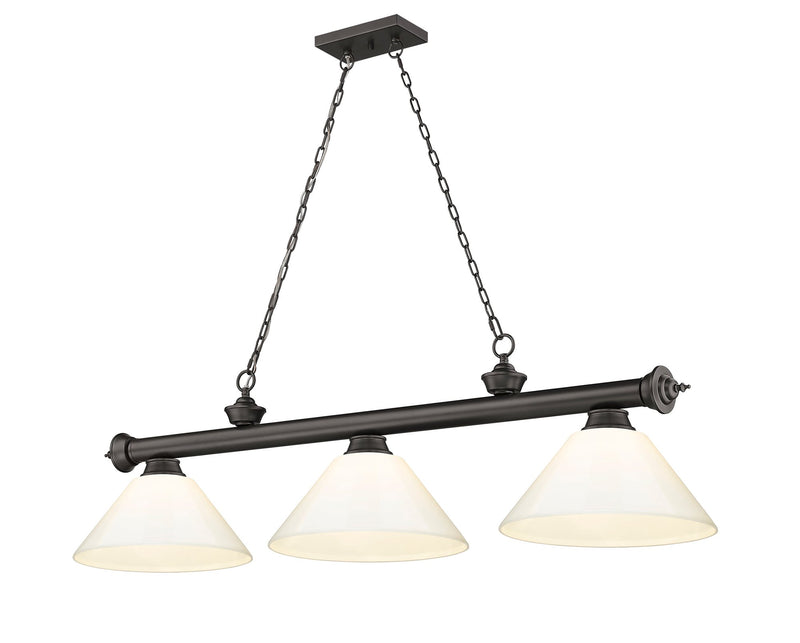 Cordon 3 Light 57.25" Billiard, Plastic Shades in Bronze