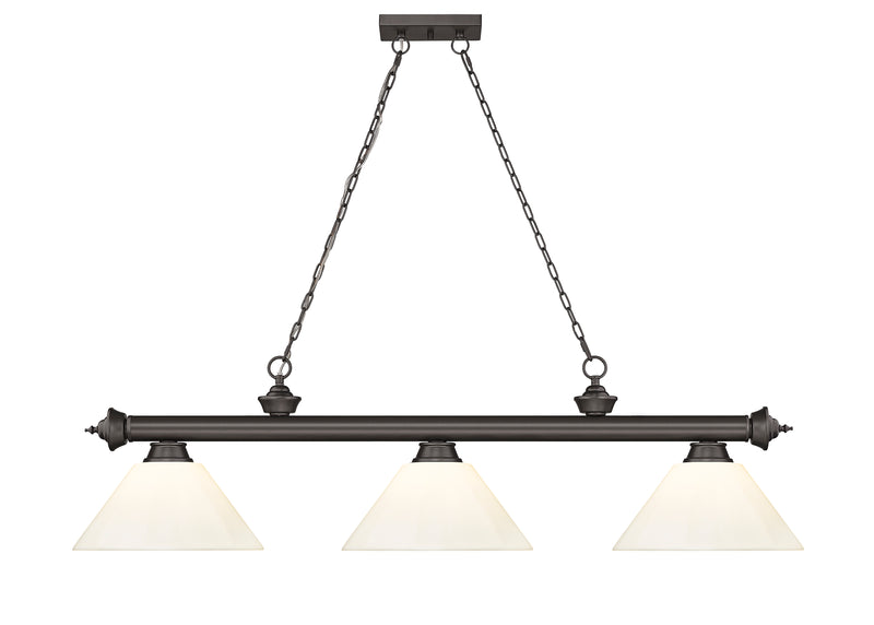 Cordon 3 Light 57.25" Billiard, Plastic Shades in Bronze