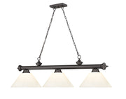 Cordon 3 Light 57.25" Billiard, Plastic Shades in Bronze