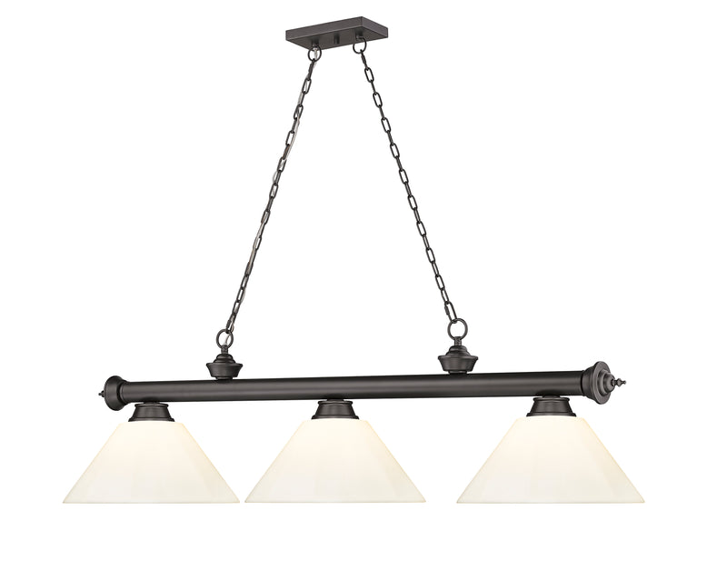 Cordon 3 Light 57.25" Billiard, Plastic Shades in Bronze