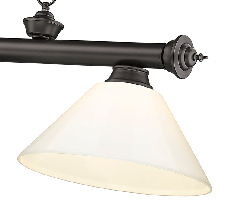 Cordon 3 Light 57.25" Billiard, Plastic Shades in Bronze
