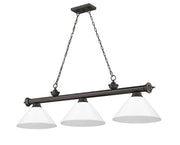 Cordon 3 Light 57.25" Billiard, Plastic Shades in Bronze