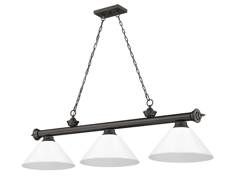Cordon 3 Light 57.25" Billiard, Plastic Shades in Bronze