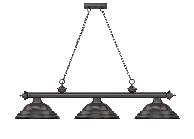 Cordon 3 Light 58" Billiard, Metal Shades (ST) in Bronze
