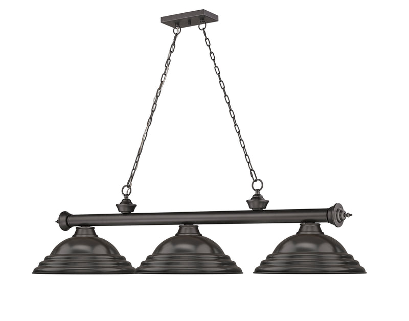 Cordon 3 Light 58" Billiard, Metal Shades (ST) in Bronze