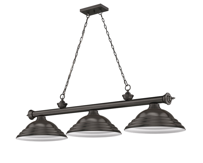 Cordon 3 Light 58" Billiard, Metal Shades (ST) in Bronze