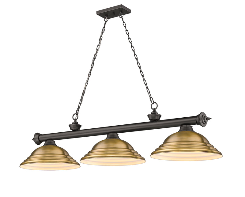 Cordon 3 Light 58" Billiard, Metal Shades (ST) in Bronze