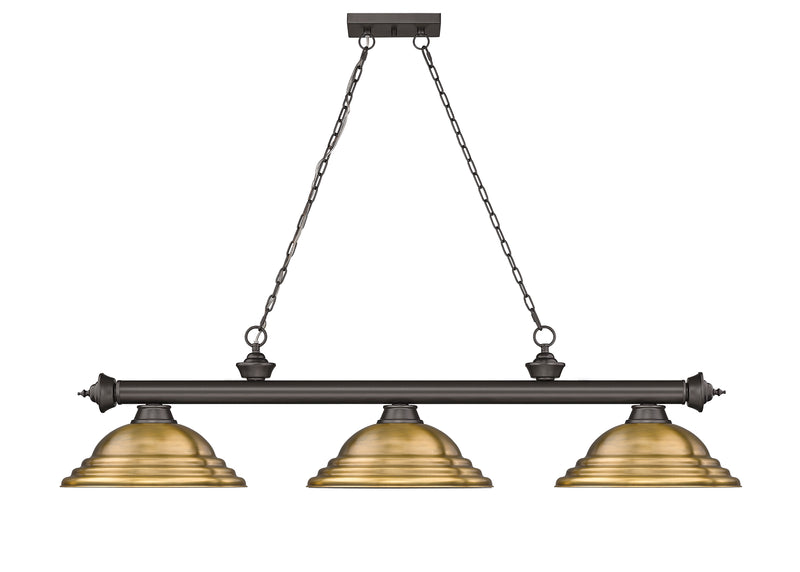 Cordon 3 Light 58" Billiard, Metal Shades (ST) in Bronze