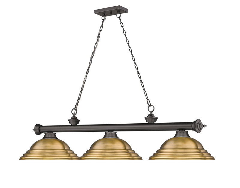 Cordon 3 Light 58" Billiard, Metal Shades (ST) in Bronze