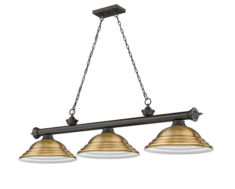 Cordon 3 Light 58" Billiard, Metal Shades (ST) in Bronze