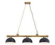 Cordon 3 Light 55.25" Billiard, Dome Shades in Matte Black