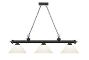 Cordon 3 Light 57.25" Billiard, Glass Shades (A) in Matte Black