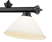 Cordon 3 Light 57.25" Billiard, Glass Shades (A) in Matte Black