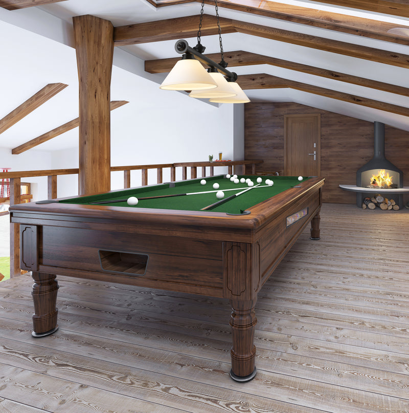 Cordon 3 Light 57.25" Billiard, Glass Shades (A) in Matte Black in a room setting