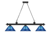 Cordon 3 Light 57.25" Billiard, Acrylic Shades (ARC) in Matte Black