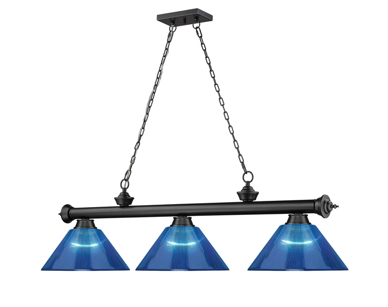 Cordon 3 Light 57.25" Billiard, Acrylic Shades (ARC) in Matte Black