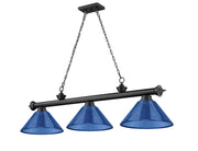 Cordon 3 Light 57.25" Billiard, Acrylic Shades (ARC) in Matte Black