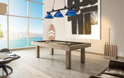 Cordon 3 Light 57.25" Billiard, Acrylic Shades (ARC) in Matte Black in a room setting
