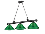 Cordon 3 Light 57.25" Billiard, Acrylic Shades (ARC) in Matte Black
